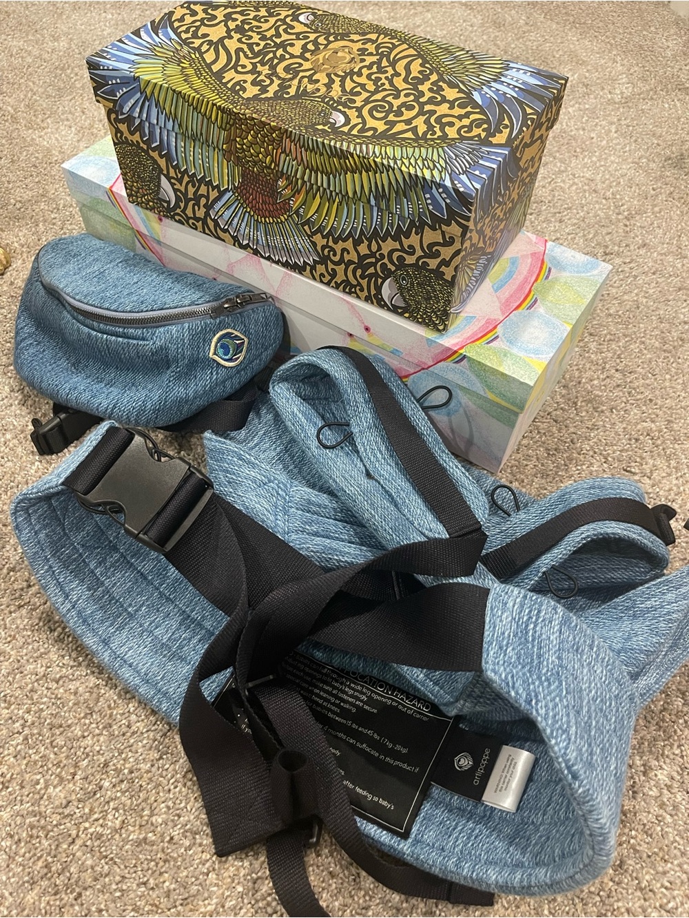 Brand new TODDLER denim Artipoppe carrier and denim MBB used once